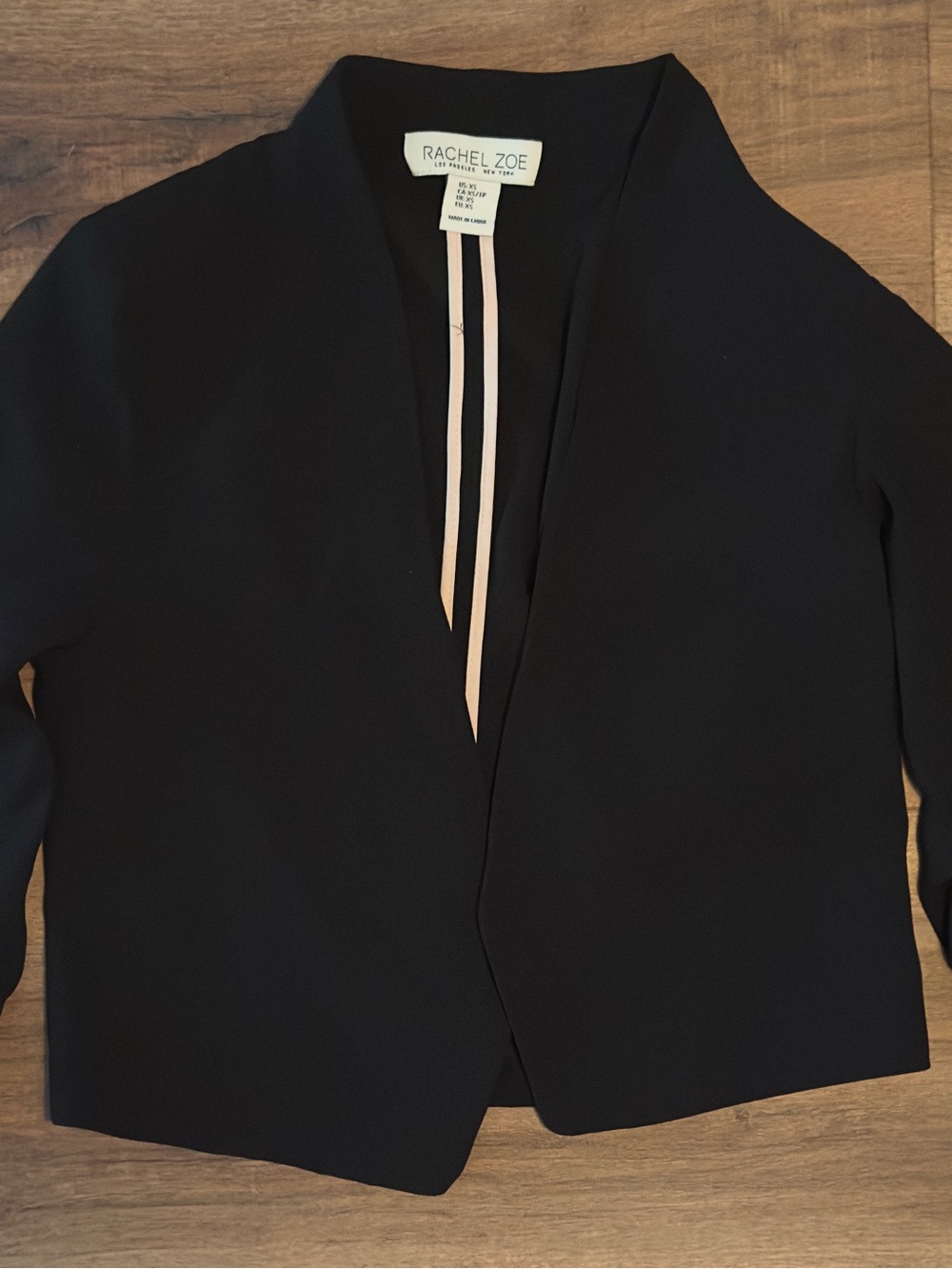 Rachel Zoe Black Open-Front Cropped Blazer